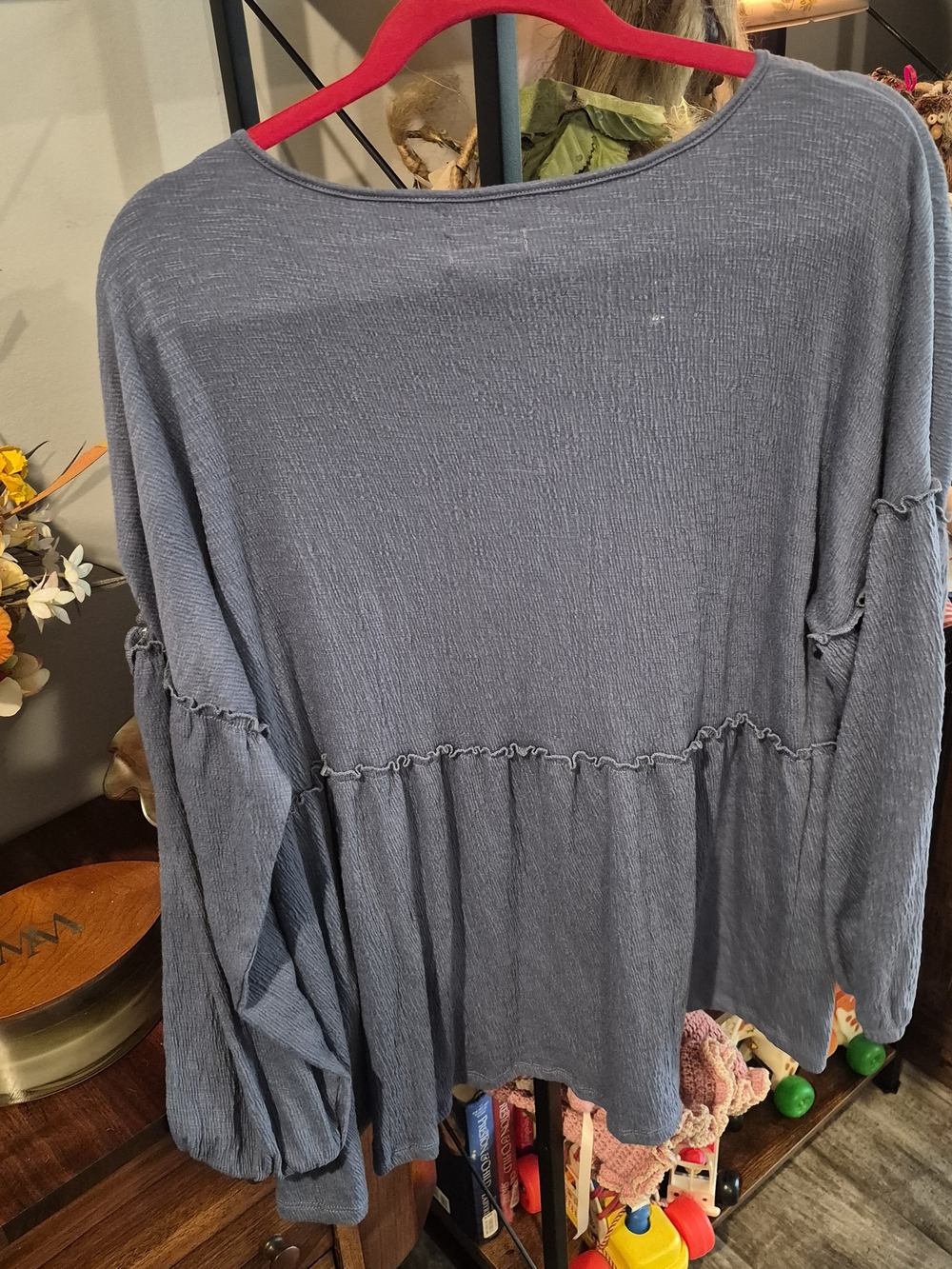 Wonderly Slate Blue V-Neck Peasant Tunic - Picture 2 of 2